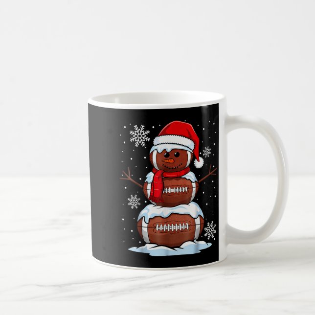 Merry Christmas Football Snowman Holiday Srts Xmas Coffee Mug (Right)