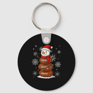 Merry Christmas Football Snowman Holiday Srts Xmas Key Ring