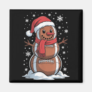 Merry Christmas Football Snowman Holiday Srts Xmas Magnet