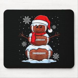 Merry Christmas Football Snowman Holiday Srts Xmas Mouse Pad