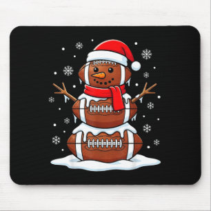 Merry Christmas Football Snowman Holiday Srts Xmas Mouse Pad