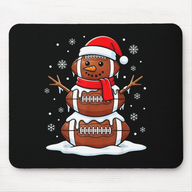 Merry Christmas Football Snowman Holiday Srts Xmas Mouse Pad (Front)