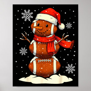 Merry Christmas Football Snowman Holiday Srts Xmas Poster