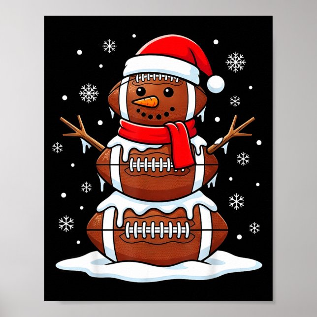 Merry Christmas Football Snowman Holiday Srts Xmas Poster (Front)