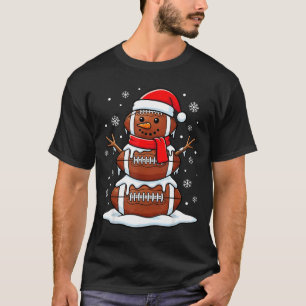 Merry Christmas Football Snowman Holiday Srts Xmas T-Shirt