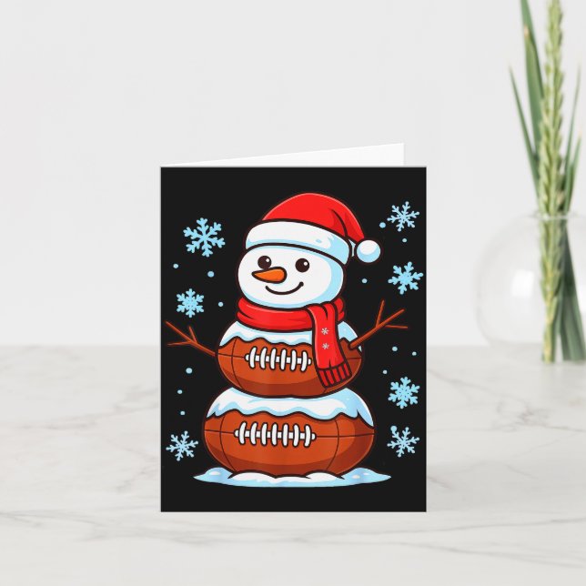 Merry Christmas Football Snowman Pajamas Funny Srt Card (Front)
