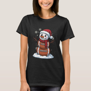 Merry Christmas Football Snowman Santa Hat Xmas To T-Shirt