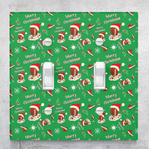 Merry Christmas Football With Snack Food Pattern Light Switch Cover