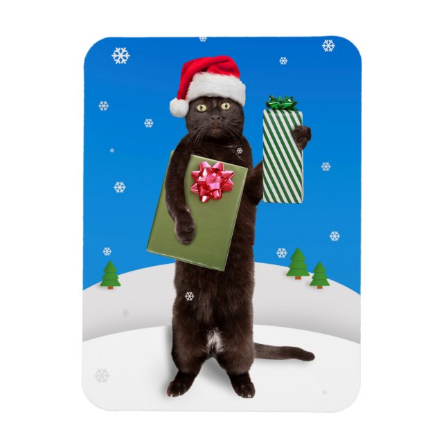 Merry Christmas For Anyone Black Cat With Gifts   Magnet (Vertical)