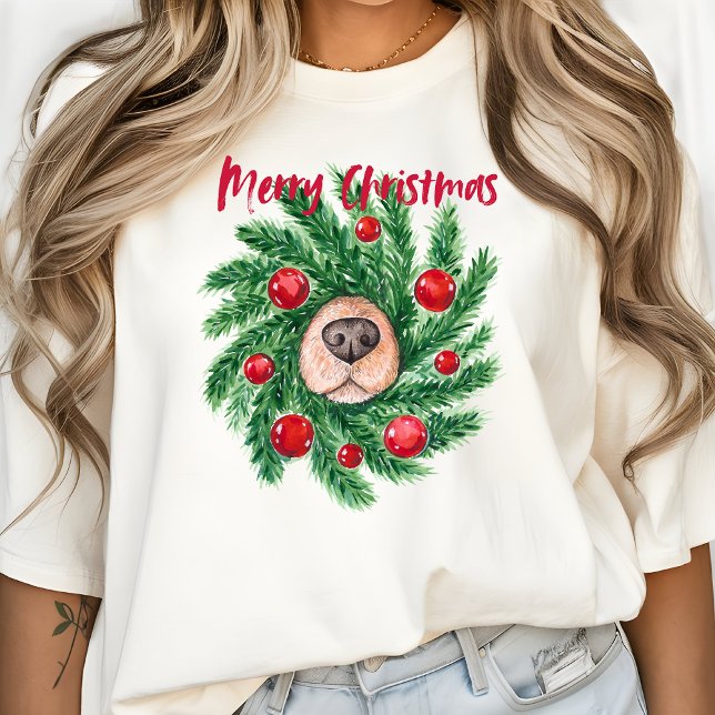 Merry Christmas for Dog Mum Modern Mother Cute  T-Shirt (Merry Christmas for Dog Mom)