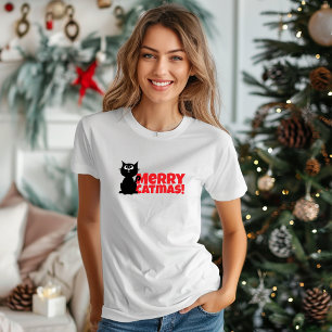 Merry Christmas for Feline Moms funny red T-Shirt