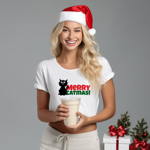 Merry Christmas for Feline Moms  funny red T-Shirt