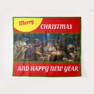 Merry christmas for windows throw fleece blanket tapestry