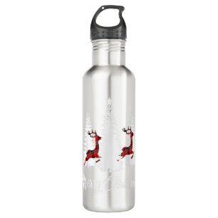 Merry Christmas for Women Buffalo Plaid Reindeer T 710 Ml Water Bottle