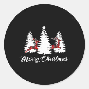 Merry Christmas For Women Buffalo Plaid Reindeer T Classic Round Sticker