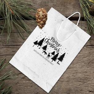 Merry Christmas Forest Animals, Deer and Trees Rubber Stamp