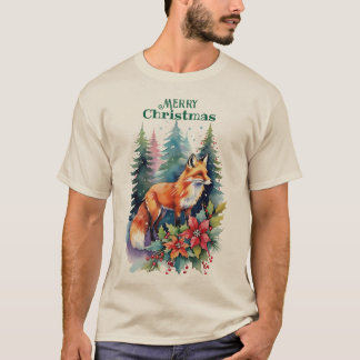 Merry Christmas Forest Fox T-Shirt