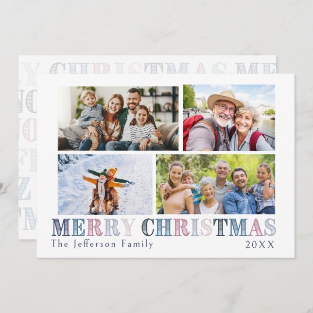 Merry Christmas Four Photo Card (Front/Back)