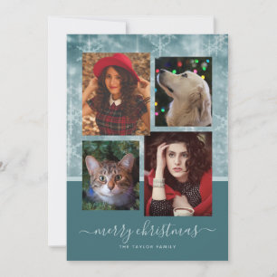 Merry Christmas Four Photo Collage Holiday Card