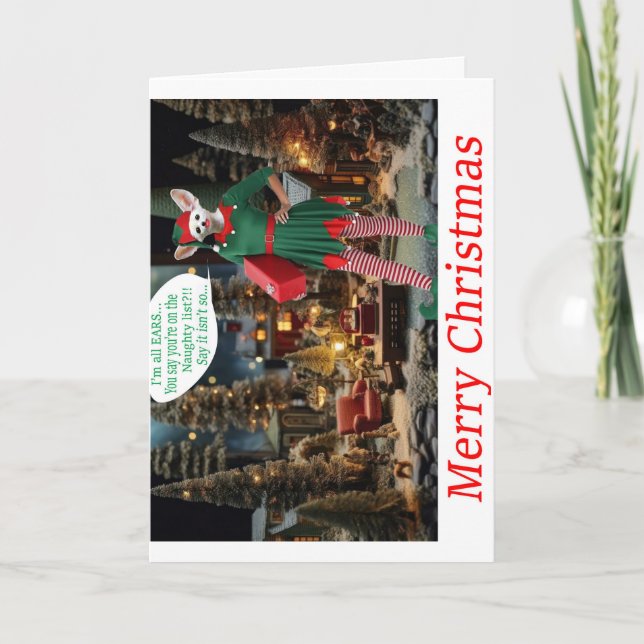 Merry Christmas!  Fox as elf.  Card (Front)
