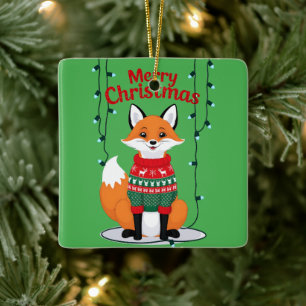 Merry Christmas, Fox! Ceramic Ornament