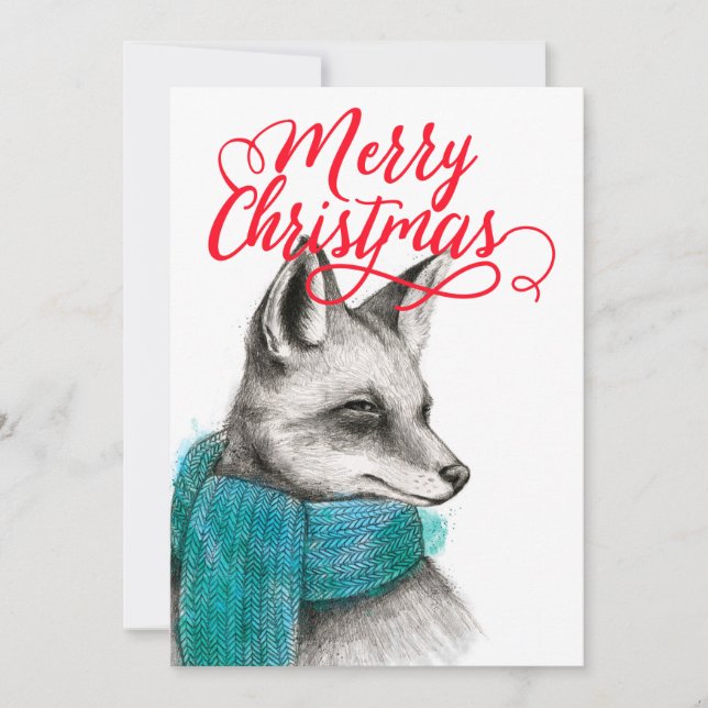 Merry Christmas Fox Drawing Customisable (Front)
