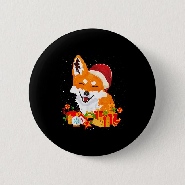 Merry Christmas Fox Foxes Ugly X-mas Sweater Santa 6 Cm Round Badge (Front)