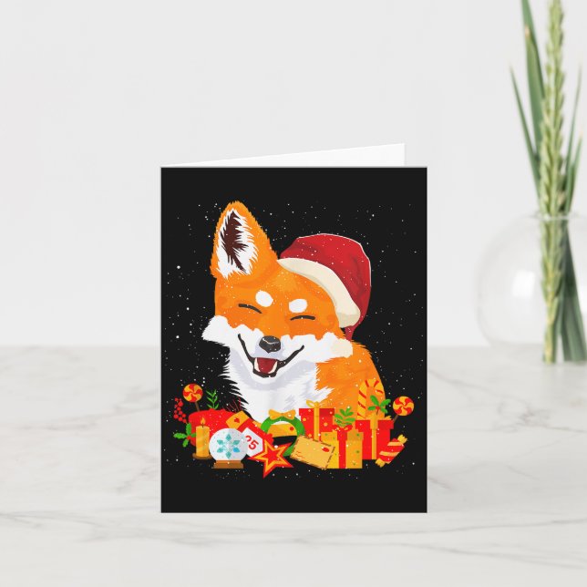 Merry Christmas Fox Foxes Ugly X-mas Sweater Santa Card (Front)