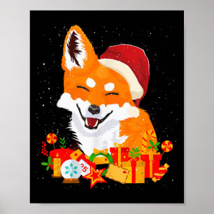 Merry Christmas Fox Foxes Ugly X-mas Sweater Santa Poster