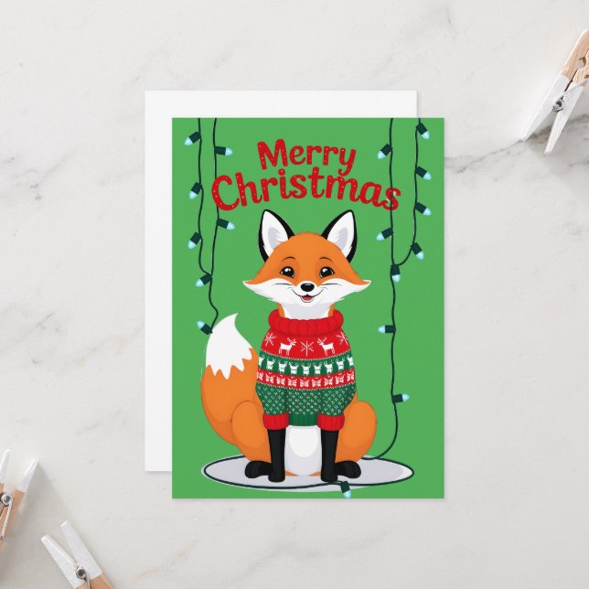 Merry Christmas, Fox! Invitation (Front/Back In Situ)