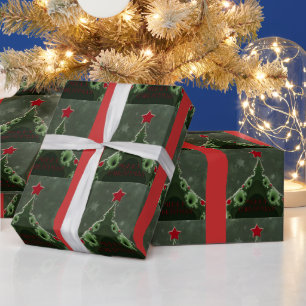Merry Christmas Fractal Christmas Tree Wrapping Paper