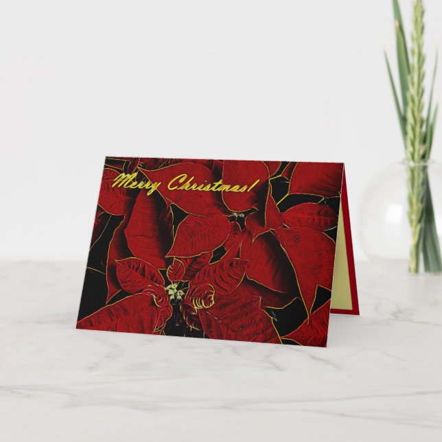 Merry Christmas Fractalius Poinsettia Holiday Card (Front)