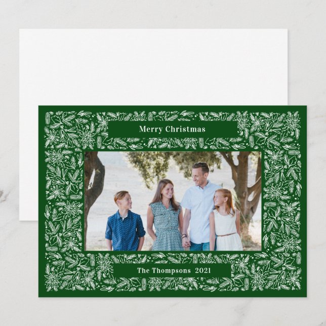 Merry Christmas Frame Holiday Green Card (Front/Back)