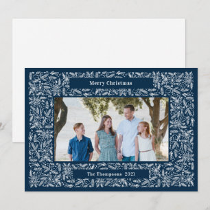 Merry Christmas Frame Holiday Navy blue Card