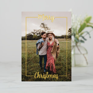 Merry Christmas Framed Full Photo Foil Holiday Card