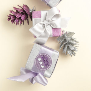 Merry Christmas Framed Tree Name Gold Smoky Purple Classic Round Sticker