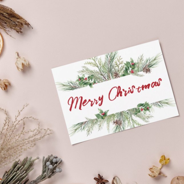 Merry Christmas Framed Winter Wheath Greeting Holiday Card (Creator Uploaded)