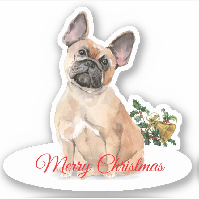 Merry Christmas French Bulldog Custom-Cut Vinyl (Front)