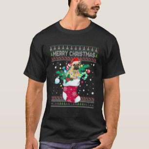 Merry Christmas French Bulldog Dog In Sock Funny X T-Shirt