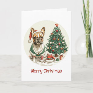 Merry Christmas French Bulldog Elf Dog Holiday Card