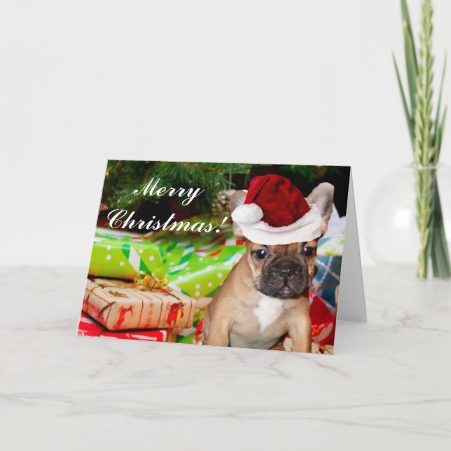 Merry Christmas French Bulldog Greeting card (Front)