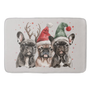 Merry Christmas French Bulldog Reindeer Dogs Bath Mat