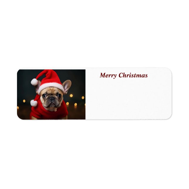 Merry Christmas French Bulldog Return Address Label (Front)
