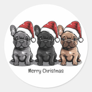 Merry Christmas French Bulldog Santa Dog Classic Round Sticker