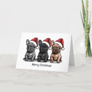 Merry Christmas French Bulldog Santa Dog Holiday Card