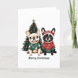 Merry Christmas French Bulldogs Holiday Card