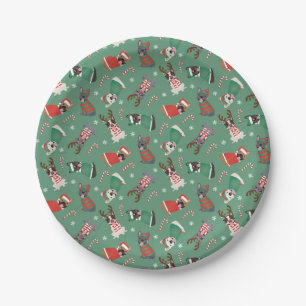 Merry Christmas French Bulldogs Paper Plate