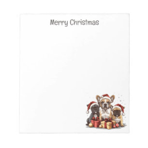 Merry Christmas French Bulldogs Santa Hat Notepad