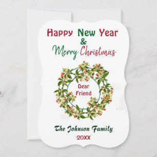 Merry Christmas Friend Green Watercolor Wreath 