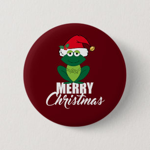 Merry Christmas Frog 6 Cm Round Badge
